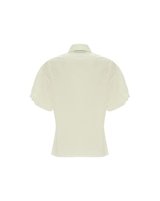 Exquise White Fish Print Embellished Shirt