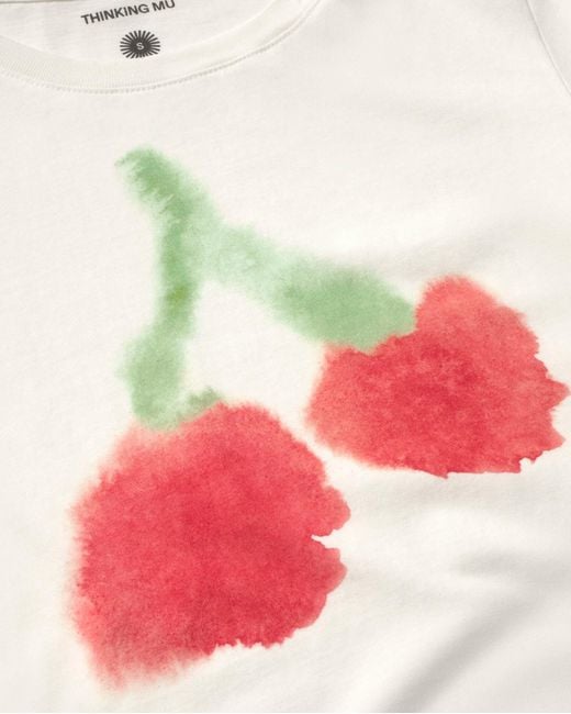 Thinking Mu White Blurry Cherry Ida T-Shirt