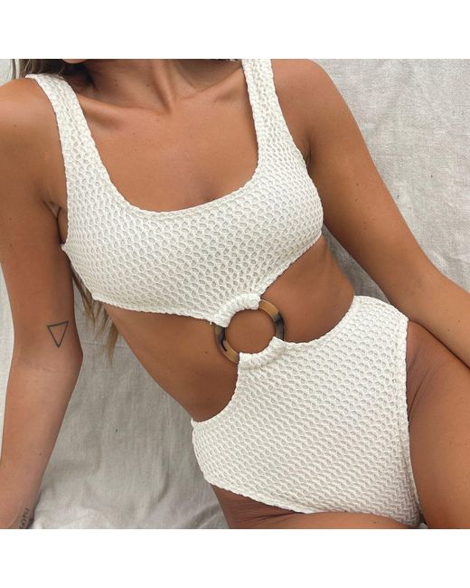 Montce White Bone Crochet Ky One-Piece