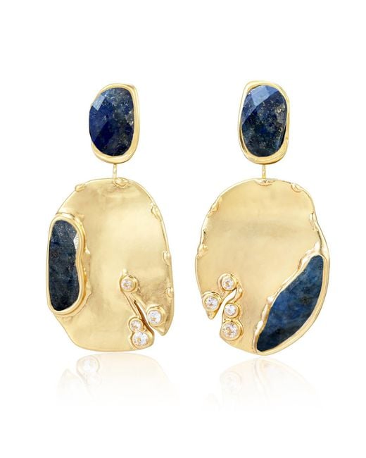 Rare Matters Jewelry Metallic Lapis Lazuli Drop Earrings