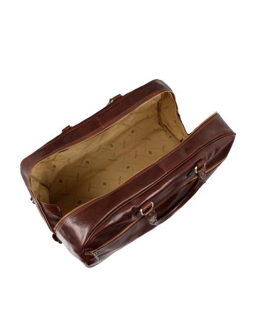 Time Resistance Brown Leather Duffel Bag for men