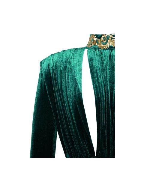 Miss Circle New York Green Zenaida Emerald Cutout High Slit Velvet Gown