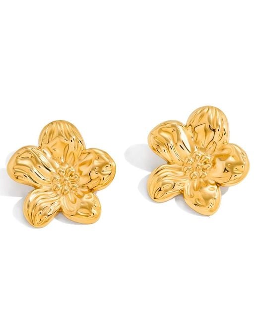 Olivia Le Metallic Floral Motif Earrings