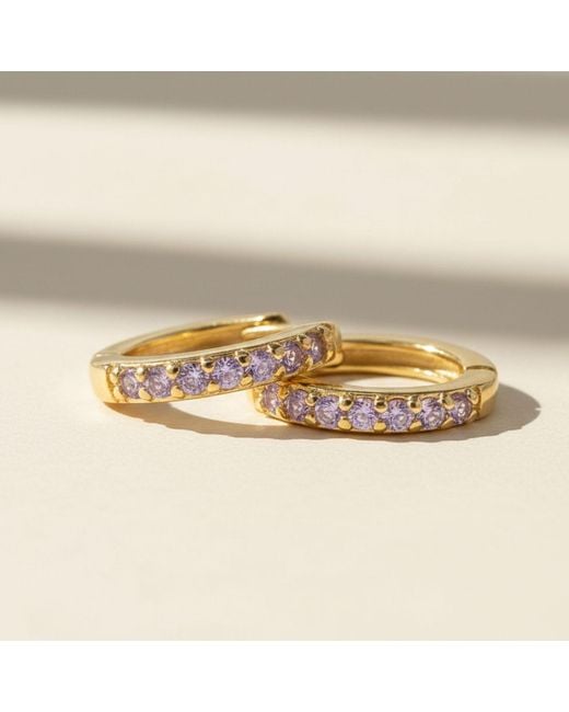 Harfi Metallic Alexandrite June Birthstone Small Huggie Hoop Earrings