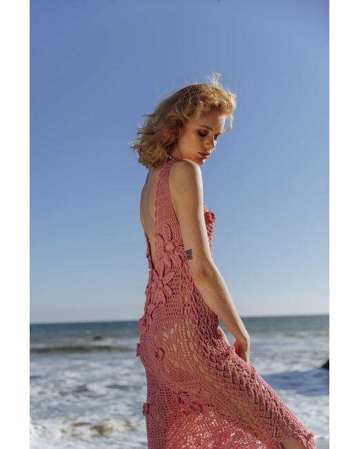 Andreeva Pink Dust Rose Handmade Crochet Dress