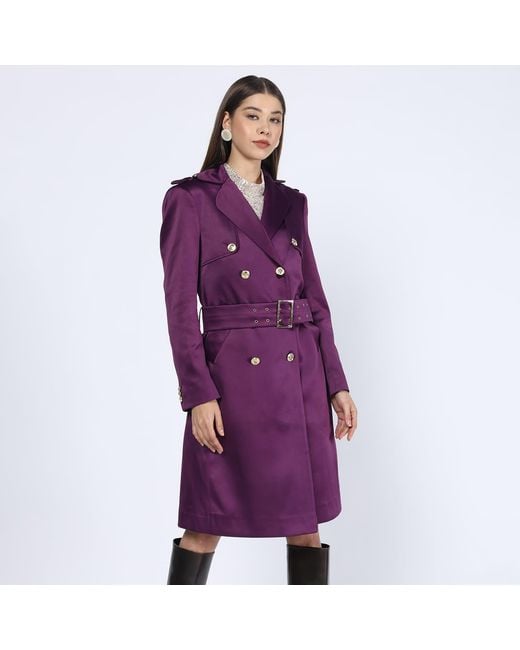 Richa Sharma Purple Burgundy Hued Double Breasted Trench Coat