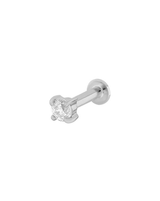 Zohreh White Diamond Solitaire Flat Back Earring 14K