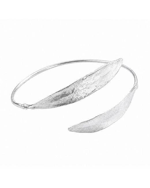 Mother Nature Jewelry White Leaf Bracelet, Handmade Cuff