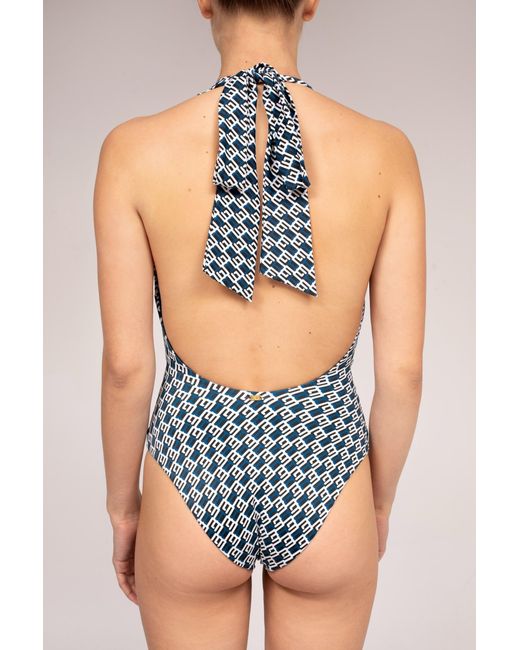 Kikki-G Swimwear Blue Nada Swimsuit Kg Logo Print