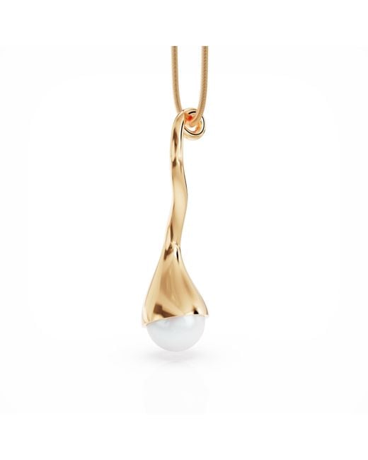 Linda Fiore Metallic Bella Vermeil Necklace With Large Cultured Freshwater Pearl
