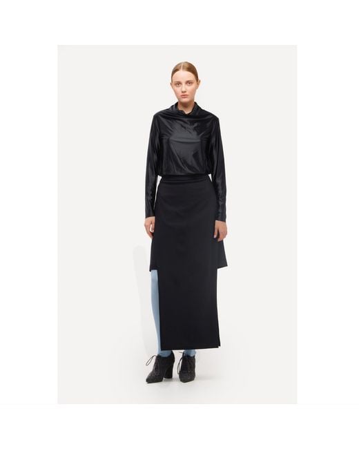 Julia Allert Blue Leather-Look Long Sleeve Top
