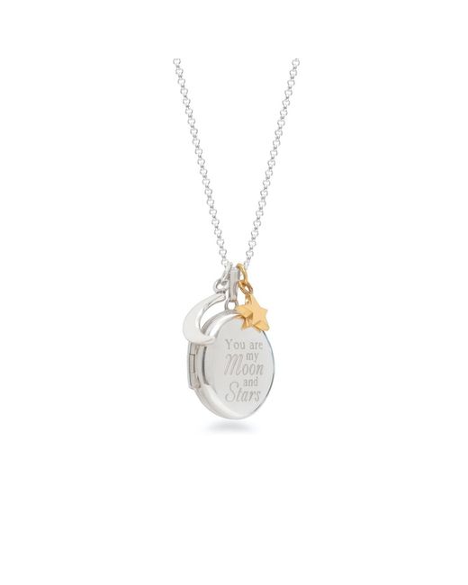 Lime Tree Design Metallic Engraved Locket 'You Are My Moon And Stars' Sterling Necklace