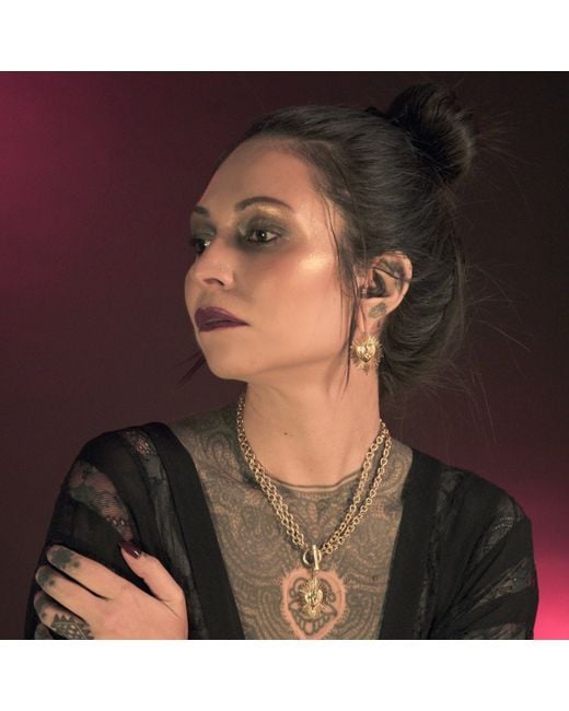 IN CAUDA VENENUM Metallic Tejas Earrings