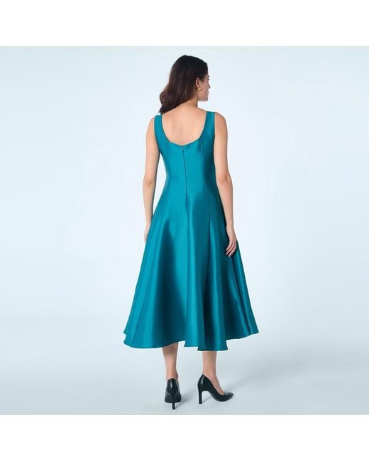 Smart and Joy Blue Embellished Sweetheart Taffeta Cocktail Dress