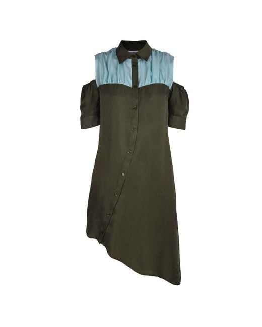 blonde gone rogue Green Airy Shirt Dress, Cupro