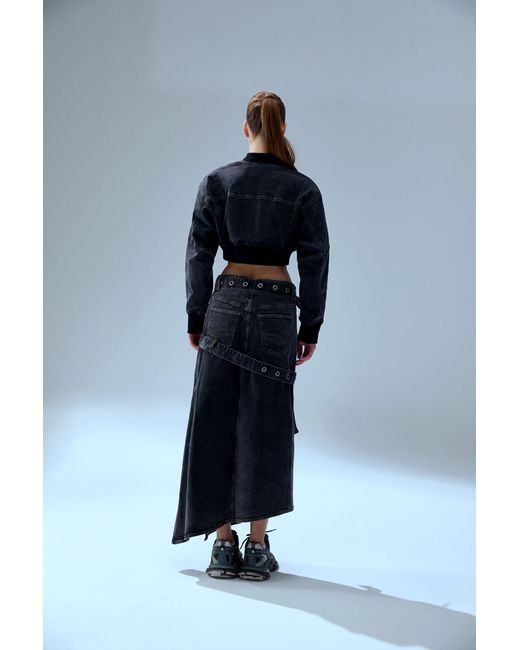 Pcfg Black Your Itch Colorblocked Denim Skirt