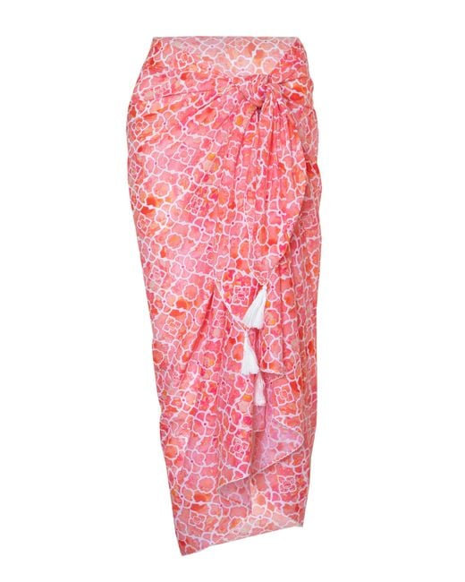 Sophia Alexia Pink Marble Mosaic Cotton Sarong
