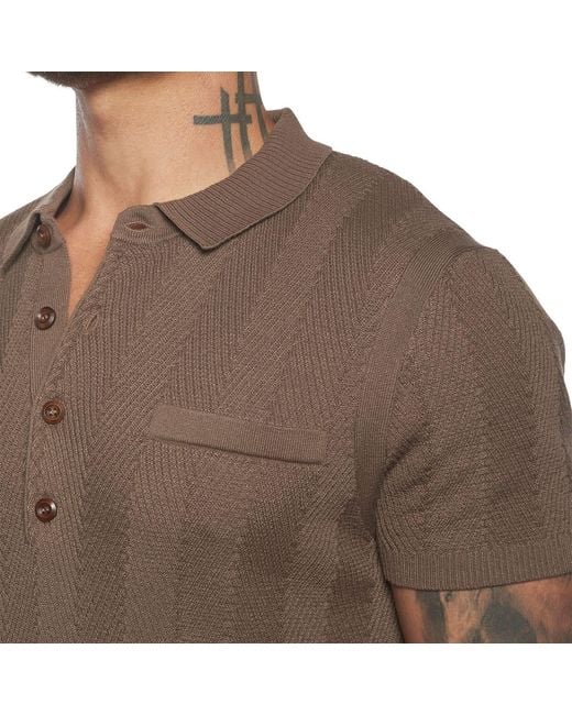Weston Jon Boucher Brown Alastair Slim Fit Knit Polo for men