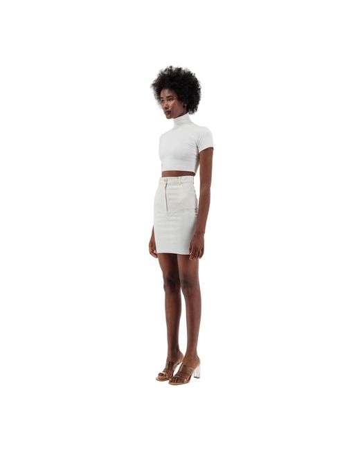 Úchè White Denim Heart Skirt