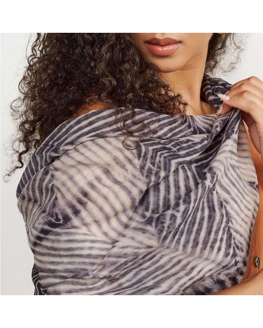 Variously Purple Chiffon Square Scarf Samu Hand Crafted Shibori Print Silk