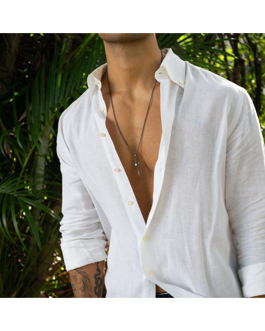 Ebru Jewelry Metallic Skull Blade Warrior Necklace for men