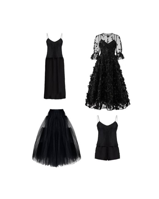 MATSOUR'I Black Cocktail Dress Franceska Midi