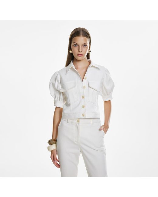Lita Couture Metallic Topstitch Detail Shirt