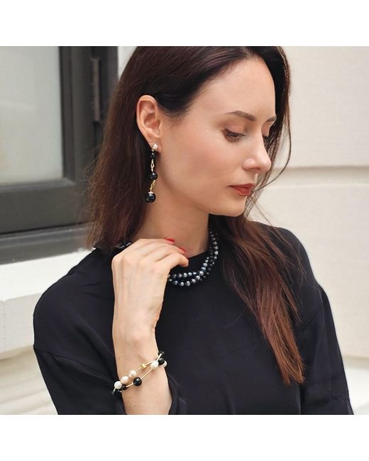 Farra White Obsidian Dangle Earrings