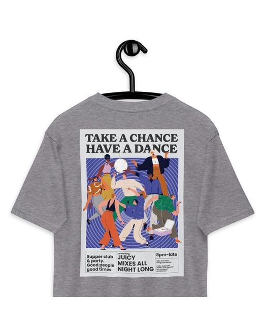 Anchor and Crew Gray Heather Take A Chance Have A Dance Disco! Heavy Cotton Embroidered T-Shirt