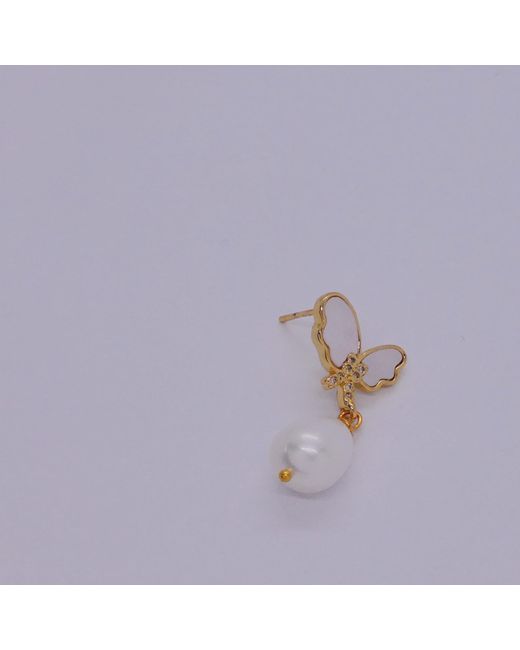 VALERIE CHIC Metallic Butterfly Mother Of Pearl Earrings