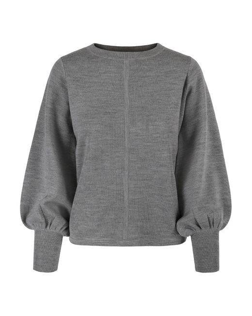 tirillm Gray Alison Merino Wool Sweater With Puffed Sleeves