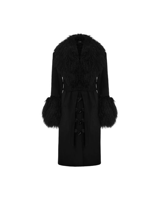 OW Collection Black Frances Wool Coat
