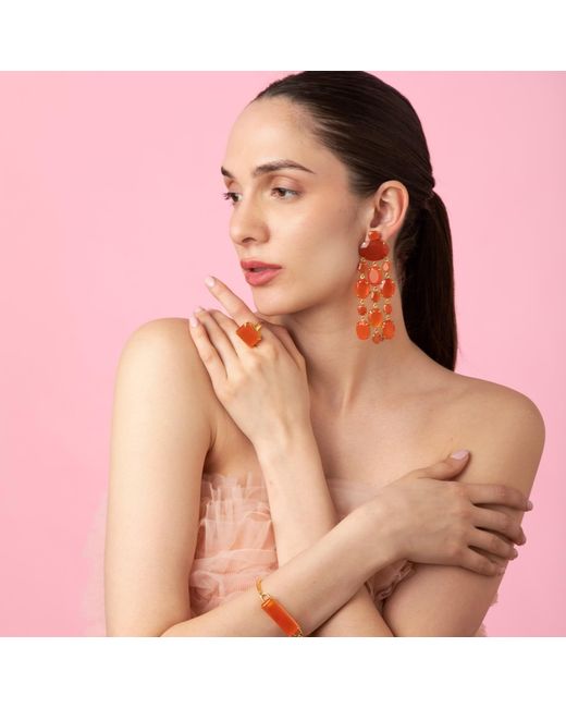 Bounkit Orange Marysol Earrings Carnelian Clip On