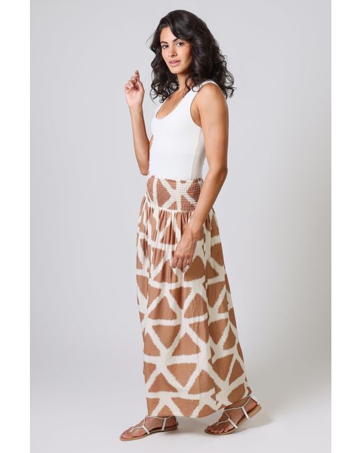Traffic People Brown Broken Promises And Geometric Print Aurora Maxi Skirt