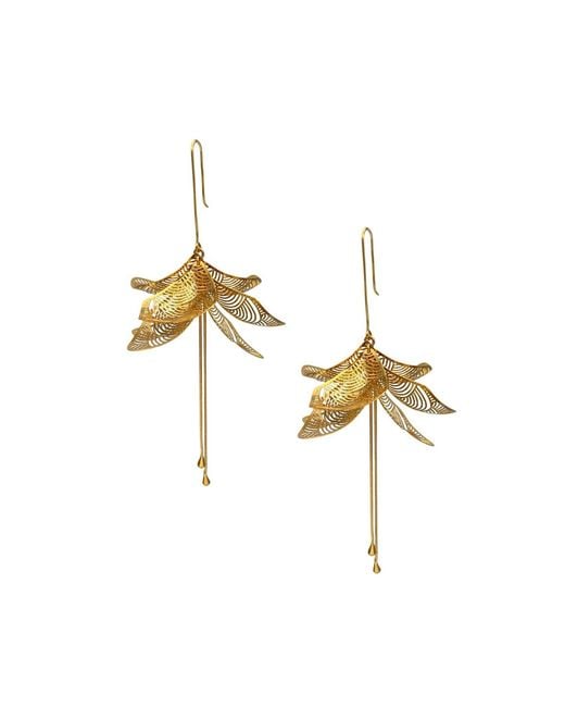 Jaredjamin Metallic Leilani Filigree Floral Statement Earrings