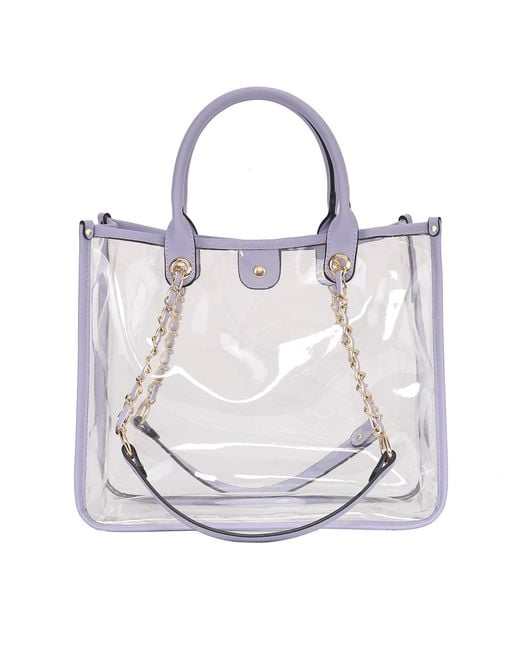 Mkf Collection - J'omor White Diva Pvc Tote Bag With Tweed Bucket Bag