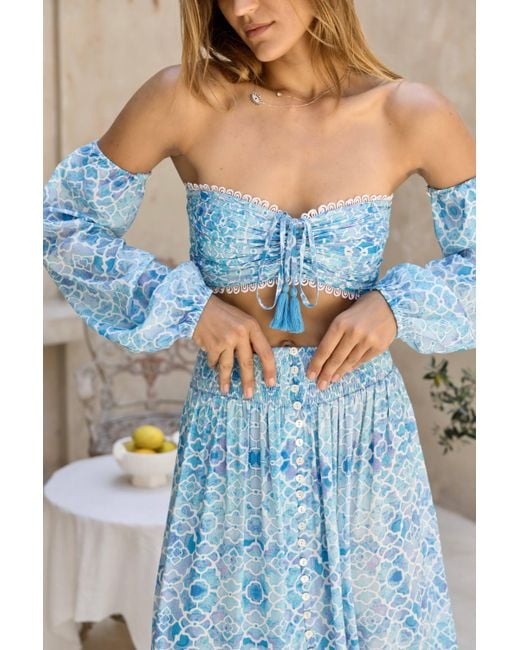 Sophia Alexia Blue Azure Mosaic Fiji Top