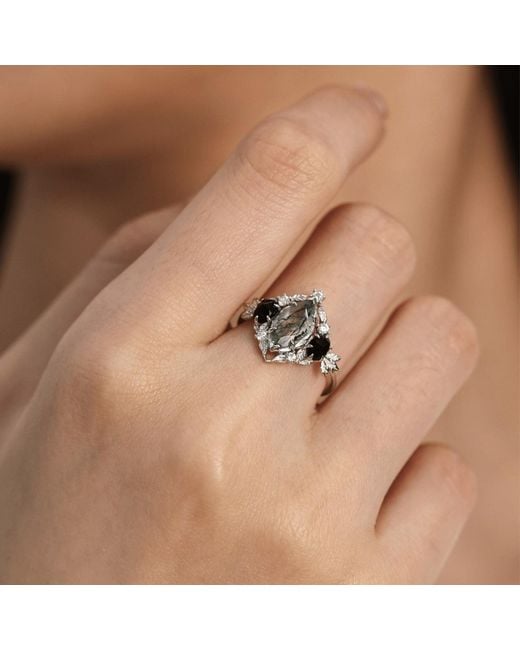 Azura Jewelry New York Blue Noctis Moss Agate Onyx Ring Vermeil