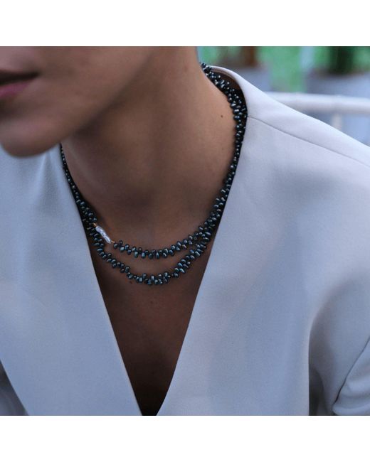 LINYA JEWELLERY Metallic Triton Asymmetric Pearl Necklace