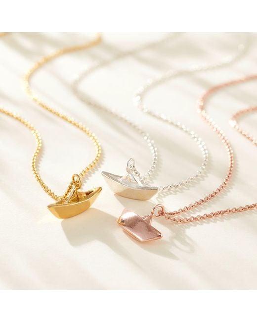 Posh Totty Designs Metallic Plated Origami Boat Charm Necklace