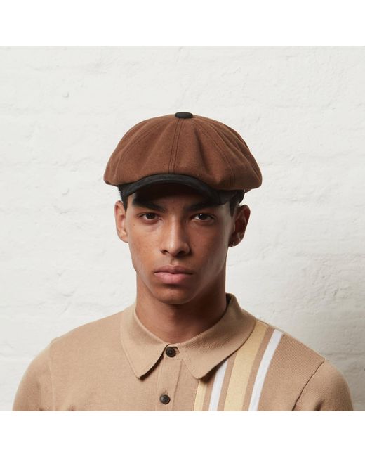 Dasmarca Hats Brown Eden Tobacco Wool Newsboy Bakerboy Peaky Cap With Leather Visor Peak for men
