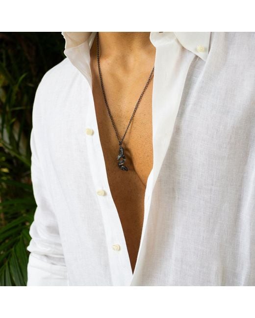 Ebru Jewelry Metallic Serpent Guardian Sterling Necklace for men