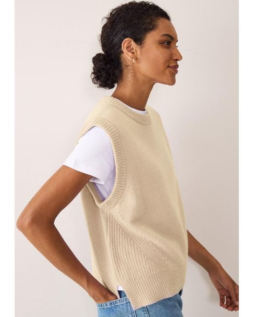 Loop Cashmere Natural Neutrals Ribbed Detail Lofty Cashmere Tank