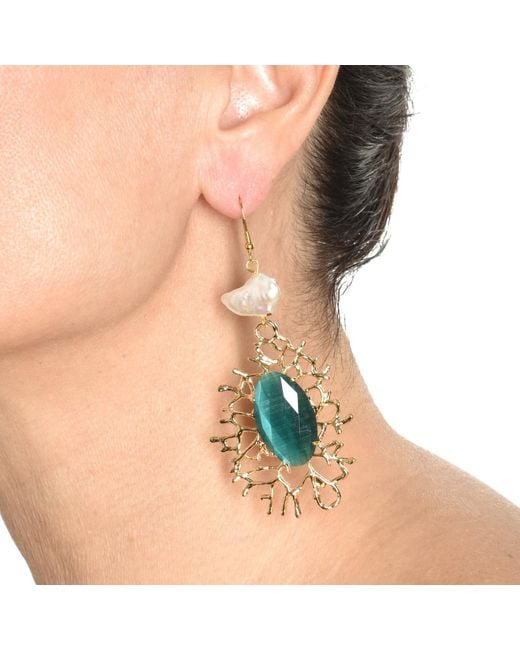 Addicted Blue Eostre Dangle Earrings With Emerald Stone