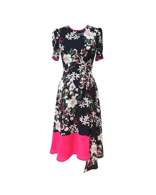 Mellaris Pink Viviana Dress Black Floral Print