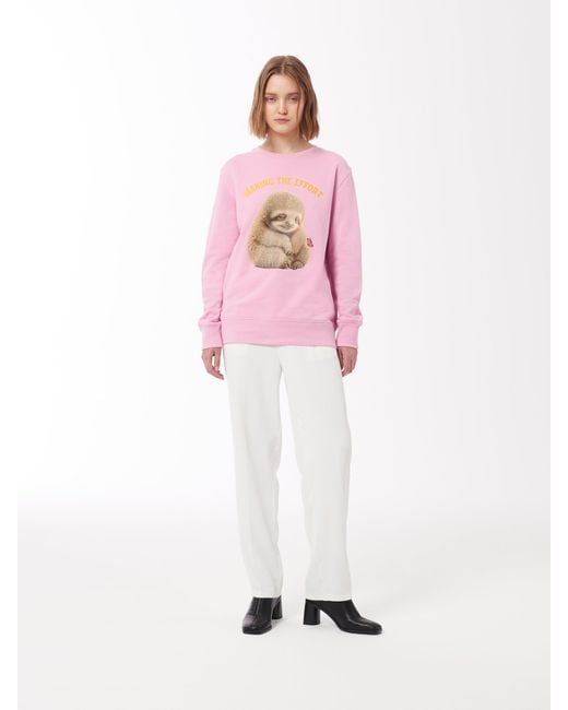 Sour Figs Pink Sloth Print Sweatshirt
