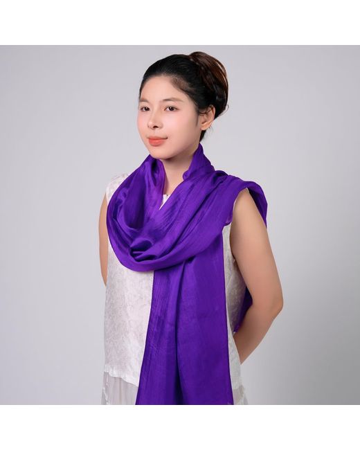 Silk and Bears Purple Royal Silk Scarf – Hand-Dyed Mulberry Silk, Eid & Evening Wrap