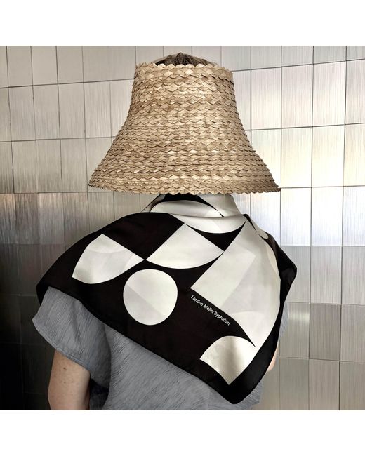 London Atelier Byproduct Black Geometric Print Square Silk Scarf