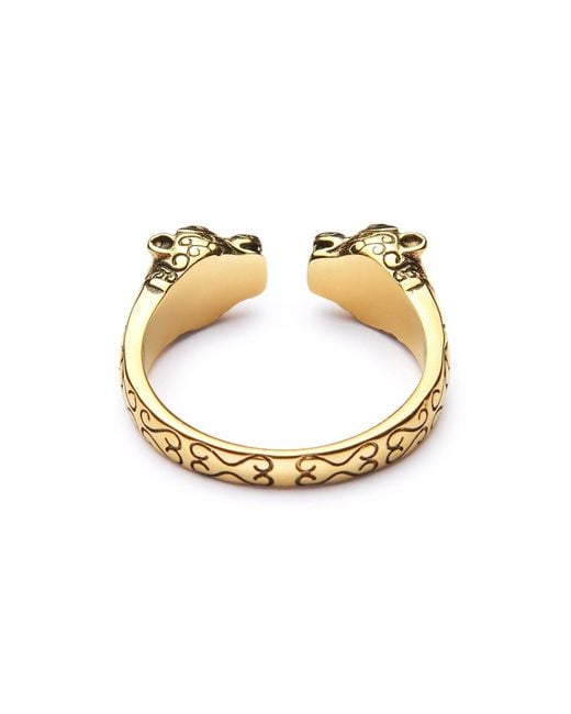 Nialaya Metallic Panther Ring for men