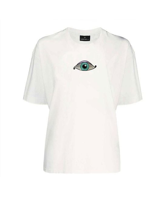 LOVEIST STORE White Circus Embroidered Evil Eye Cotton T-Shirt